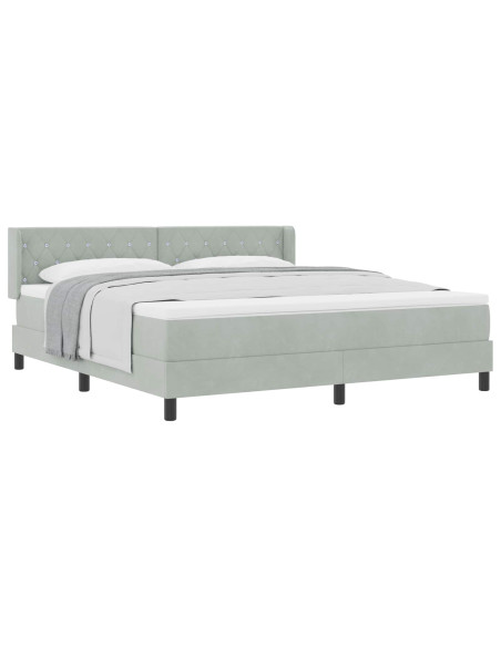 Letto a molle con testiera Grigio chiaro 200 x 180 cm Velluto
