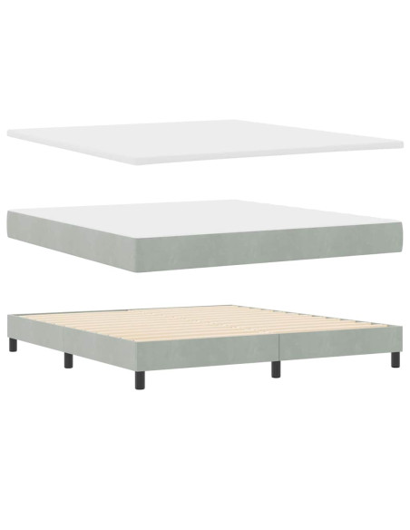 Letto a molle con testiera Grigio chiaro 200 x 180 cm Velluto