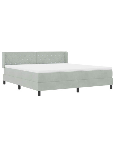 Letto a molle con testiera Grigio chiaro 200 x 180 cm Velluto