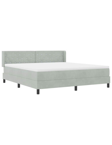 Letto a molle con testiera Grigio chiaro 200 x 180 cm Velluto