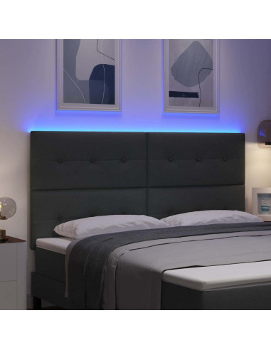 Testiera LED con strisce LED Grigio scuro 180 cm Tessuto