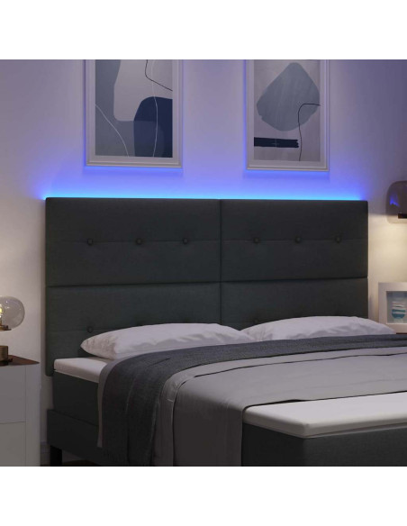Testiera LED con strisce LED Grigio scuro 180 cm Tessuto