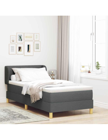 Letto a molle con testiera Grigio scuro 100 x 200 cm Tessuto