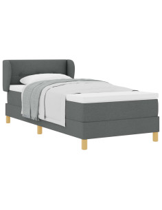 Letto a molle con testiera Grigio scuro 100 x 200 cm Tessuto 2