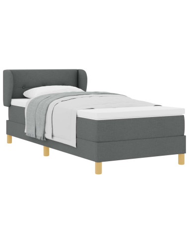 Letto a molle con testiera Grigio scuro 100 x 200 cm Tessuto