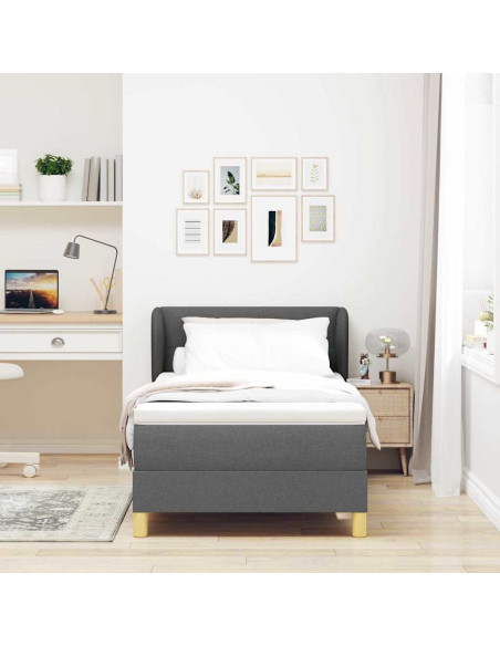Letto a molle con testiera Grigio scuro 100 x 200 cm Tessuto