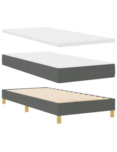 Letto a molle con testiera Grigio scuro 100 x 200 cm Tessuto