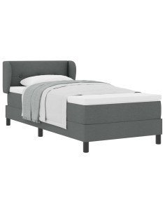 Letto a molle con testiera Grigio scuro 100 x 200 cm Tessuto 2
