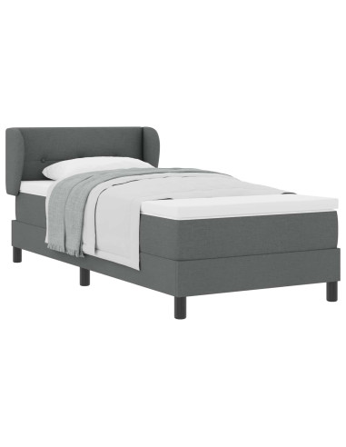 Letto a molle con testiera Grigio scuro 100 x 200 cm Tessuto