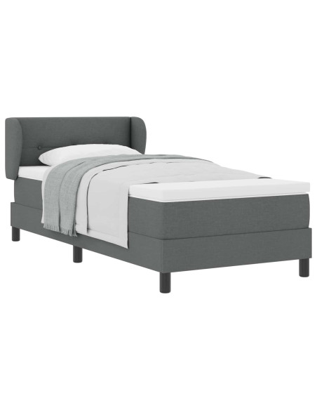 Letto a molle con testiera Grigio scuro 100 x 200 cm Tessuto