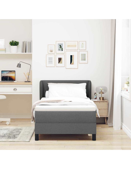 Letto a molle con testiera Grigio scuro 100 x 200 cm Tessuto