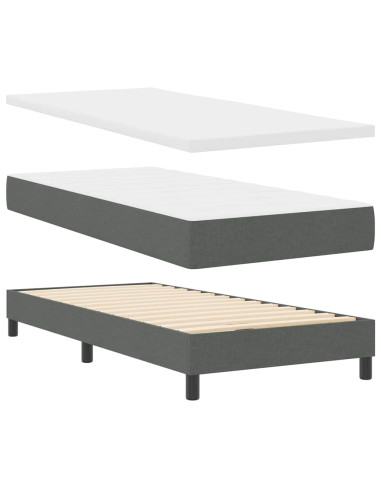 Letto a molle con testiera Grigio scuro 100 x 200 cm Tessuto