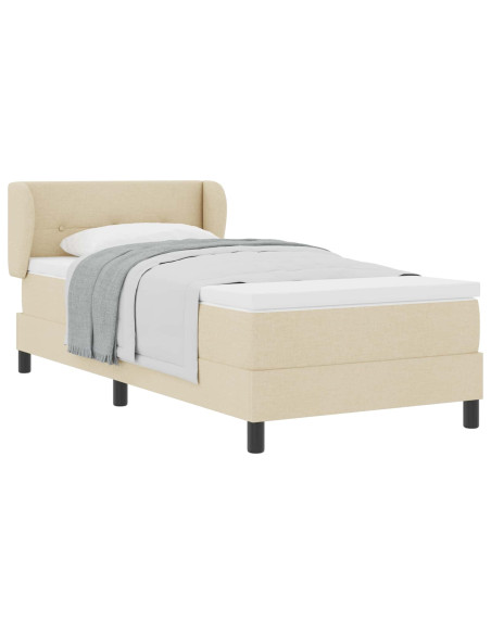 Letto a molle con testiera Crema 100 x 200 cm Tessuto
