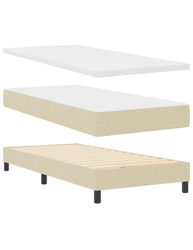 Letto a molle con testiera Crema 100 x 200 cm Tessuto