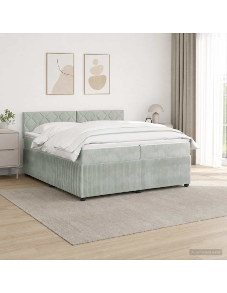 Letto box spring con materasso Grigio Chiaro 200 x 200 cm