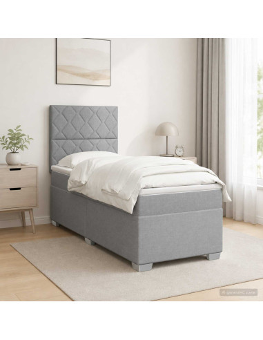 Letto box spring con materasso Grigio Chiaro 90 x 200 cm