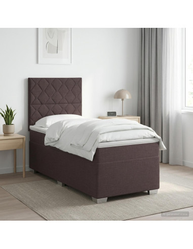Letto box spring con materasso Marrone Scuro 90 x 200 cm