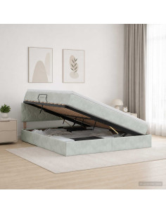 Letto con Contenitore Grigio Chiaro 160 x 200 cm Velluto