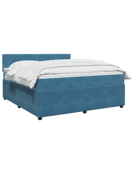 Letto box spring con materasso Blu 180 x 200 cm Velluto