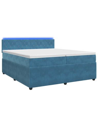 Letto box spring con materasso Blu 200 x 200 cm Velluto