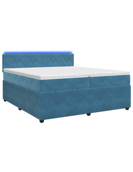 Letto box spring con materasso Blu 200 x 200 cm Velluto
