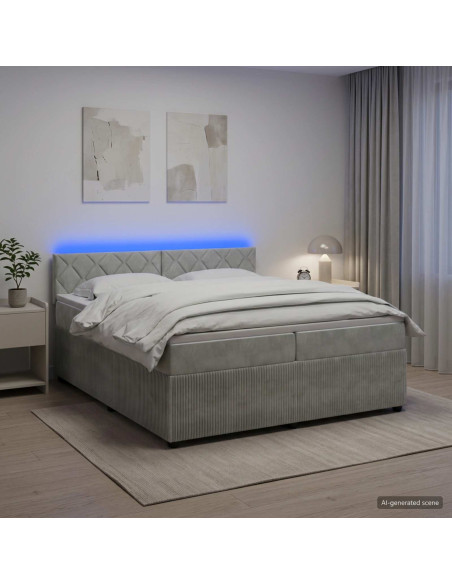 Letto box spring con materasso Grigio Chiaro 200 x 200 cm