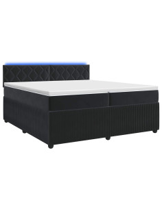 Letto box spring con materasso Nero 200 x 200 cm Velluto 2