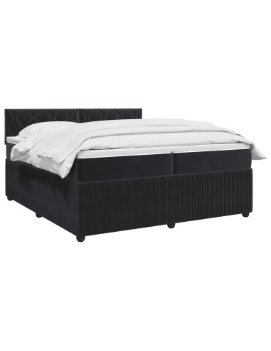 Letto box spring con materasso Nero 200 x 200 cm Velluto