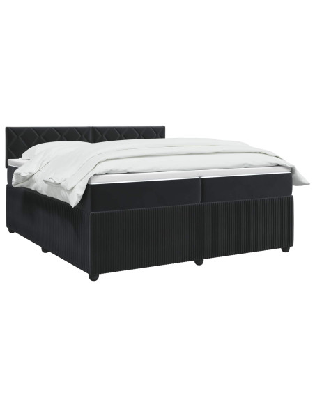 Letto box spring con materasso Nero 200 x 200 cm Velluto