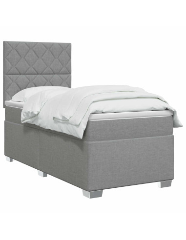 Letto box spring con materasso Grigio Chiaro 90 x 190 cm