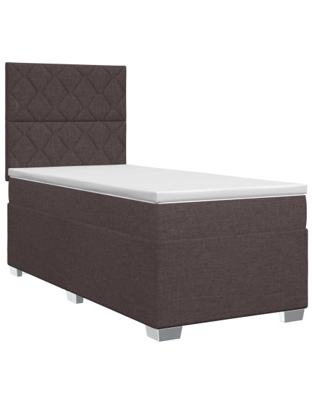 Letto box spring con materasso Marrone Scuro 90 x 190 cm