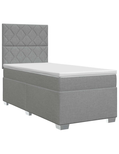 Letto box spring con materasso Grigio Chiaro 90 x 200 cm