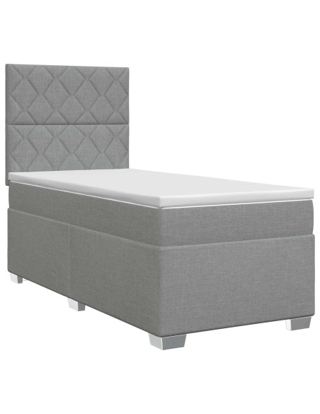 Letto box spring con materasso Grigio Chiaro 90 x 200 cm