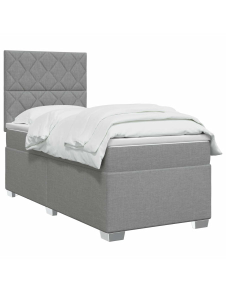 Letto box spring con materasso Grigio Chiaro 90 x 200 cm