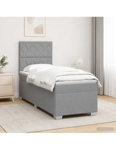 Letto box spring con materasso Grigio Chiaro 90 x 200 cm