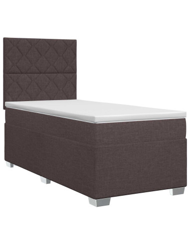 Letto box spring con materasso Marrone Scuro 90 x 200 cm