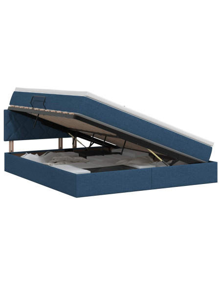 Letto con contenitore e materasso Blu 140 x 200 cm Velluto