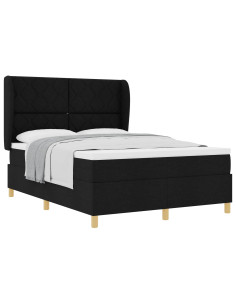 Letto a molle con testiera Nero 200 x 140 cm Tessuto 2