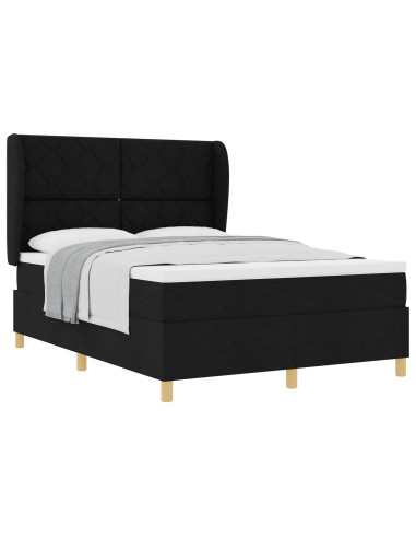 Letto a molle con testiera Nero 200 x 140 cm Tessuto