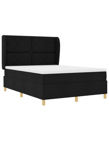 Letto a molle con testiera Nero 200 x 140 cm Tessuto