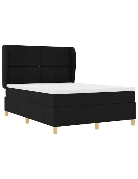 Letto a molle con testiera Nero 200 x 140 cm Tessuto