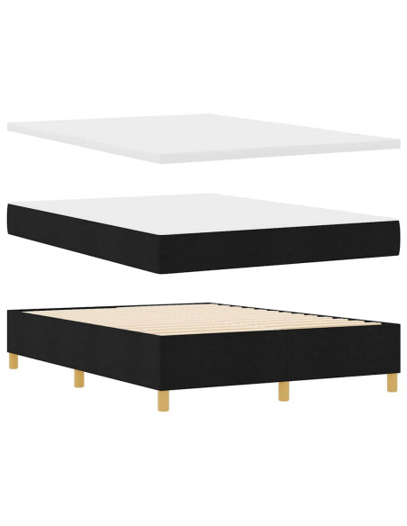 Letto a molle con testiera Nero 200 x 140 cm Tessuto