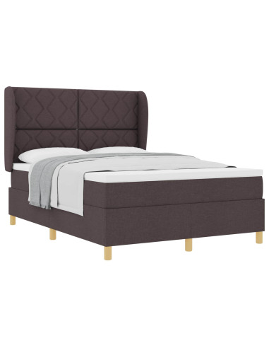 Letto a molle con testiera Marrone Scuro 200 x 140 cm Tessuto
