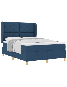 Letto a molle con testiera Blu 200 x 140 cm Tessuto 2