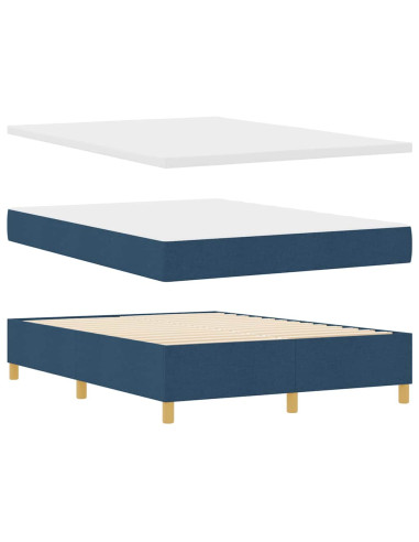 Letto a molle con testiera Blu 200 x 140 cm Tessuto