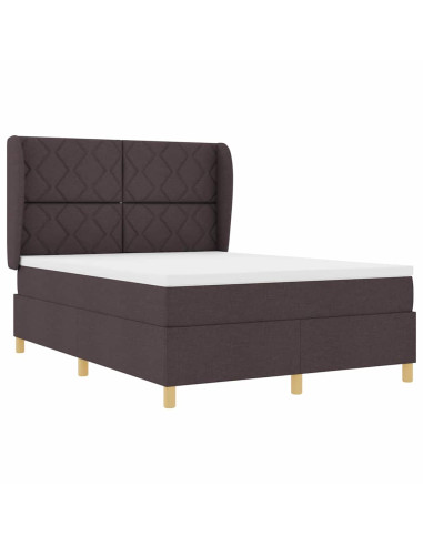 Letto a molle con testiera Marrone Scuro 200 x 160 cm Tessuto