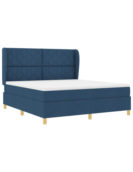 Letto a molle con cuscino con testiera Blu 200 x 180 cm Tessuto