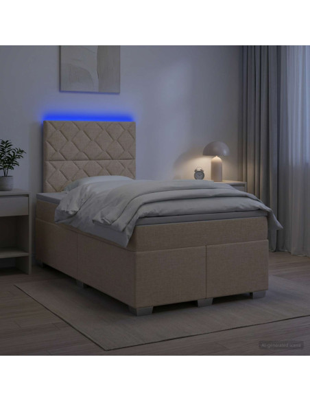 Letto box spring con materasso Crema 120 x 200 cm Tessuto