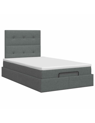 Letto ottomano con materasso Grigio Scuro 120 x 190 cm Tessuto