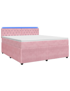 Letto box spring con materasso Rosa 140 x 200 cm Velluto 2